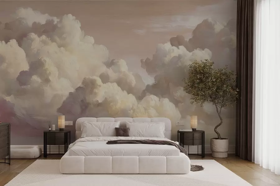 murales de pared Nubes bañadas por una cálida luz rosa pastel w04550v1