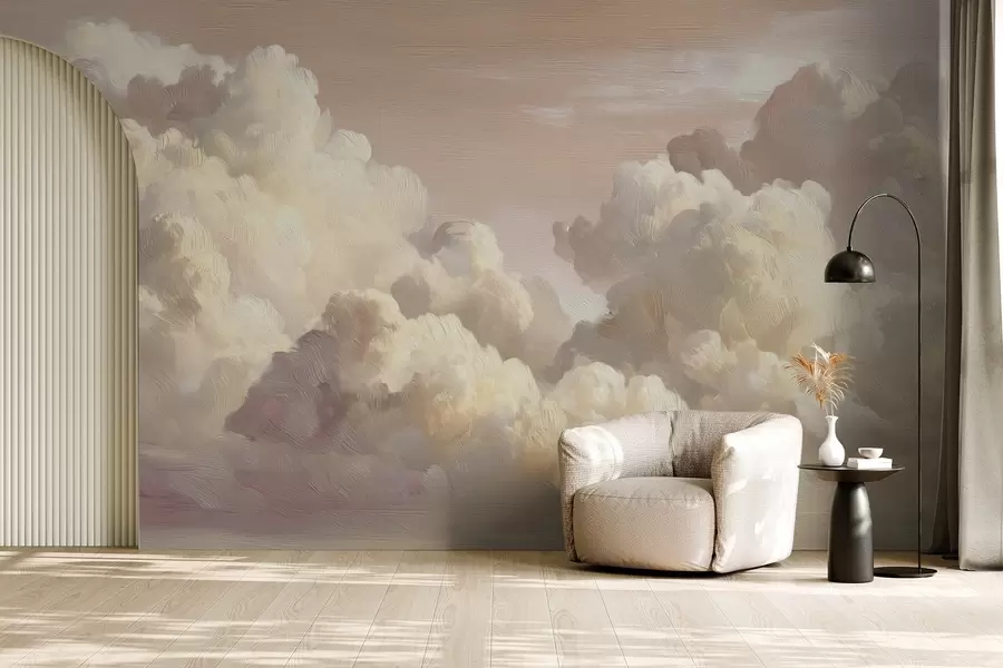 murales de pared Nubes bañadas por una cálida luz rosa pastel w04550v1