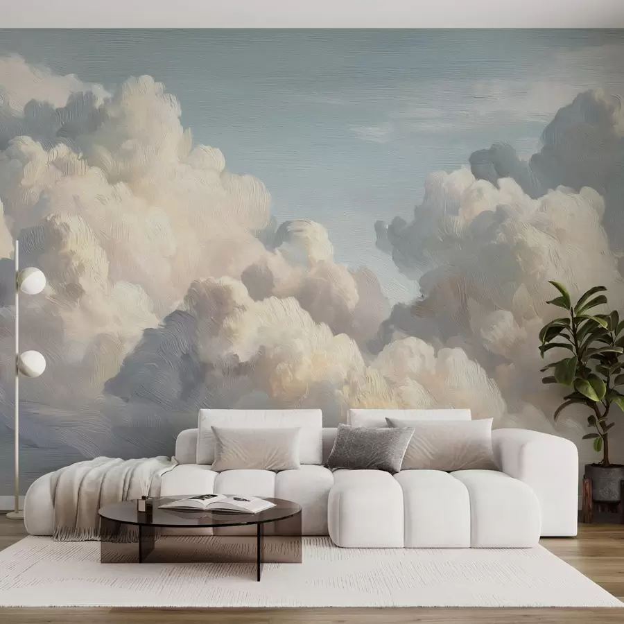 murales de pared Nubes en un cielo azul suave con textura ligera w04550v2