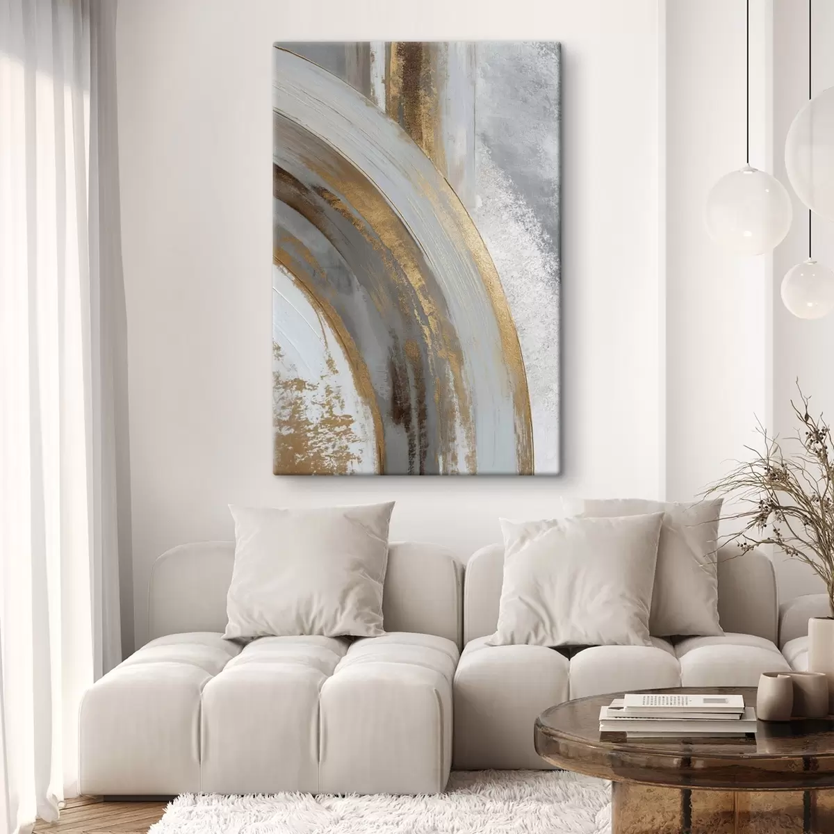 murales de pared Semicírculos abstractos grises y amarillos s45809