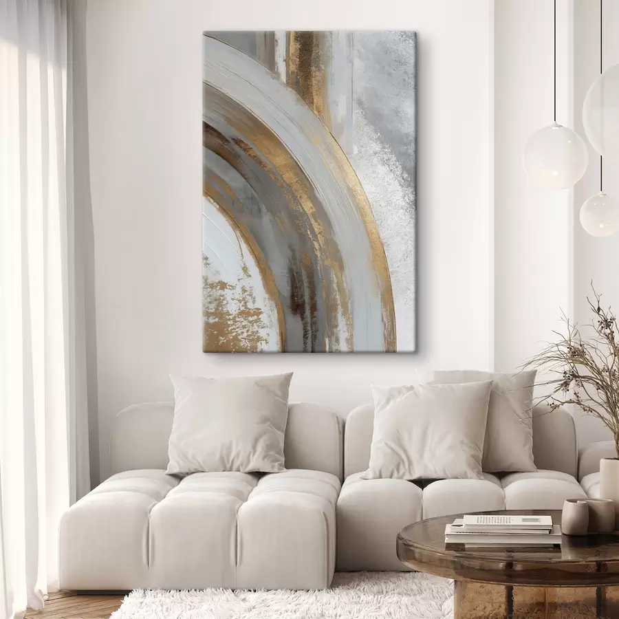 murales de pared Semicírculos abstractos grises y amarillos s45809