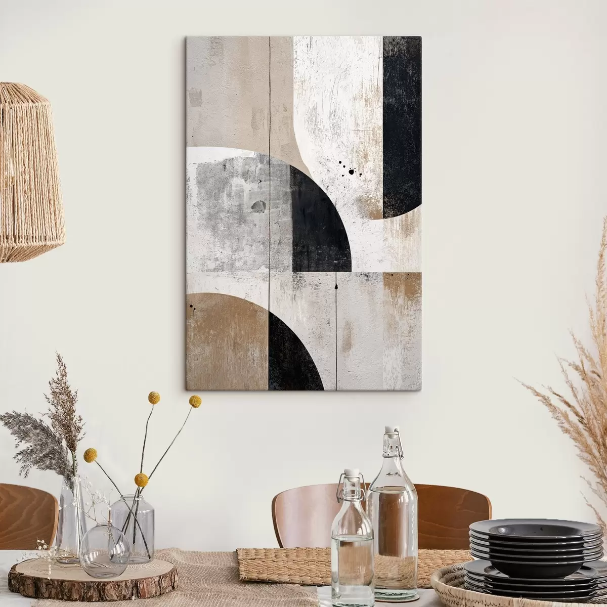 murales de pared Formas geométricas en tonos grises y beiges s45812