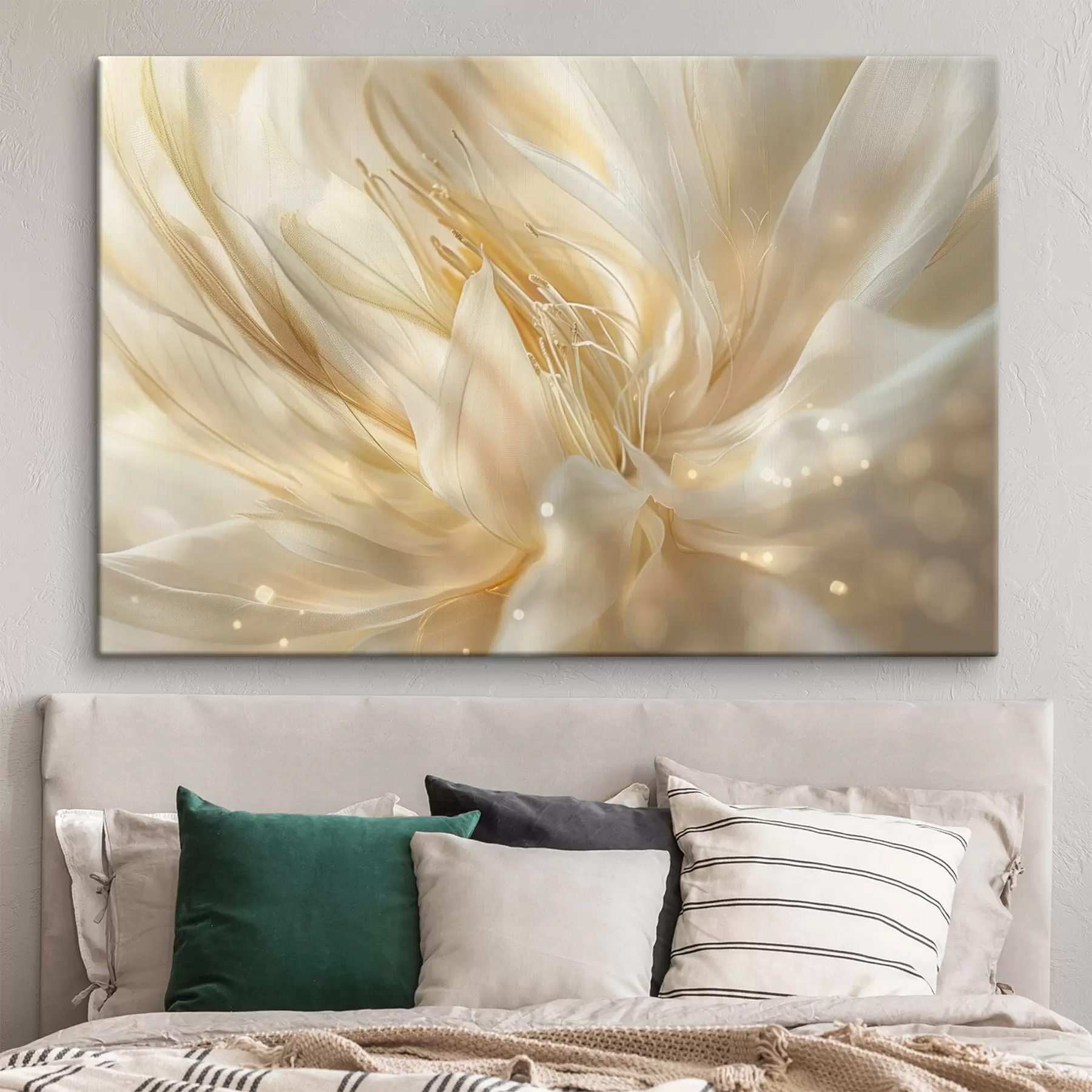 murales de pared Flor abstracta ligera con un resplandor amarillo anaranjado s45819