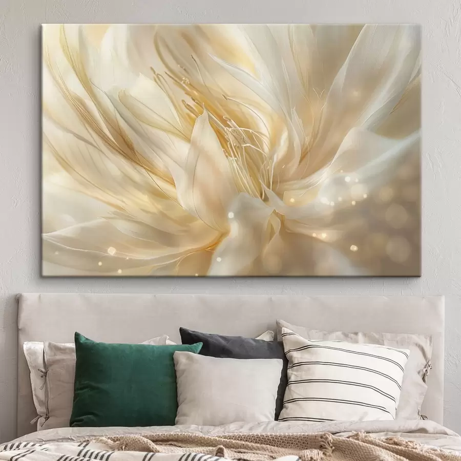 murales de pared Flor abstracta ligera con un resplandor amarillo anaranjado s45819