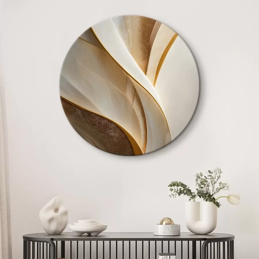 murales de pared Curvas abstractas con detalles en amarillo anaranjado y beige r45807