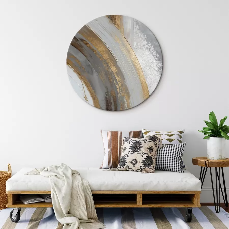 murales de pared Semicírculos abstractos grises y amarillos r45809