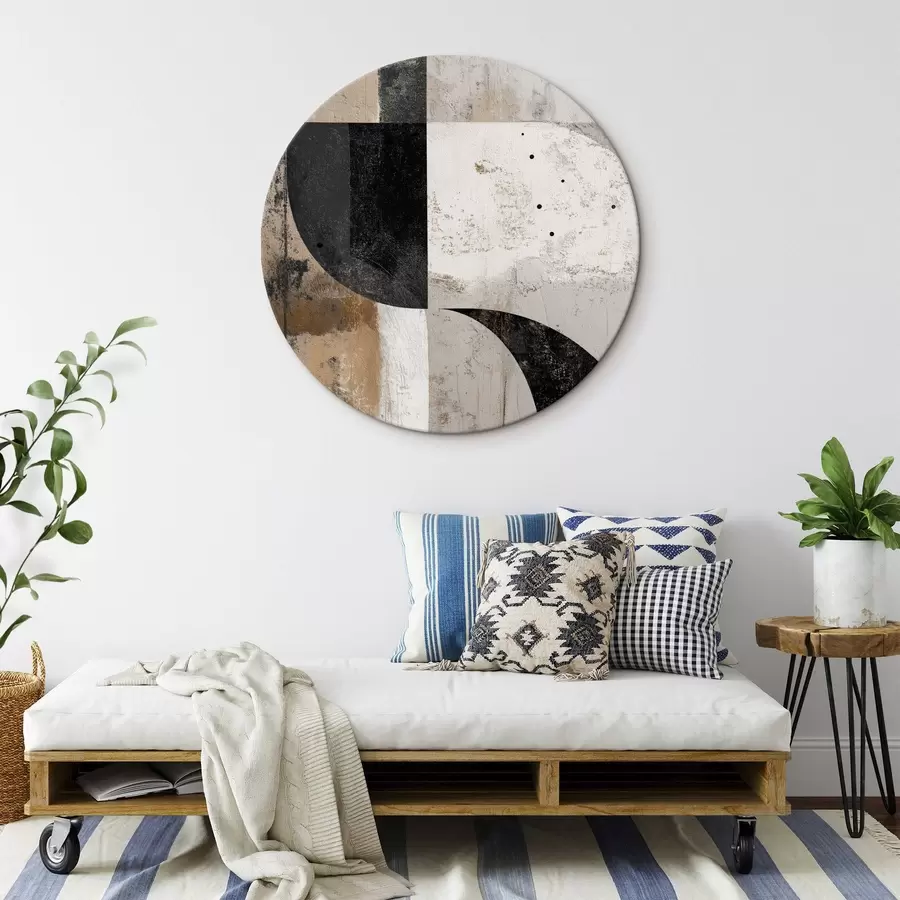 murales de pared Formas geométricas en tonos beige y negro r45811