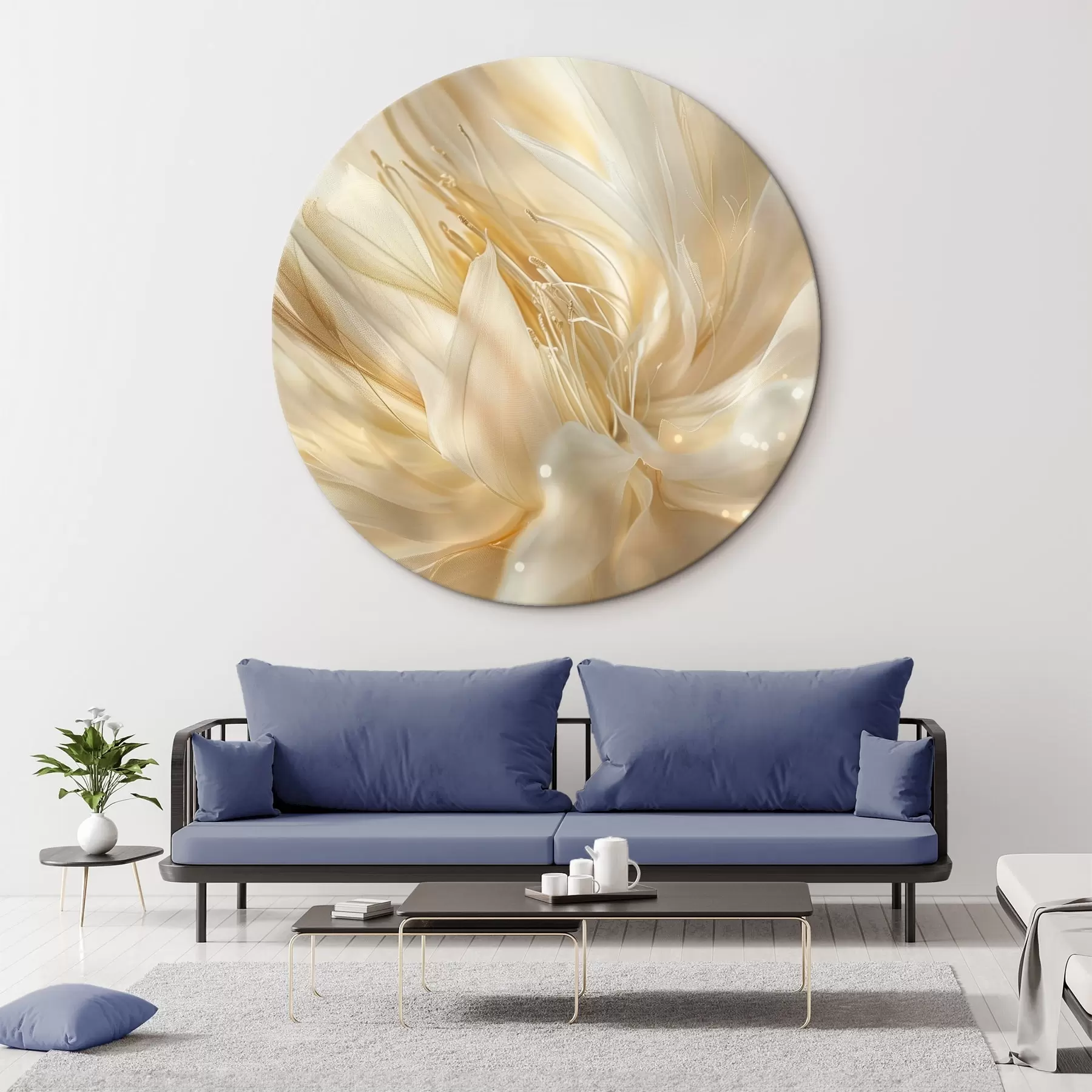 murales de pared Flor abstracta ligera con un resplandor amarillo anaranjado r45819