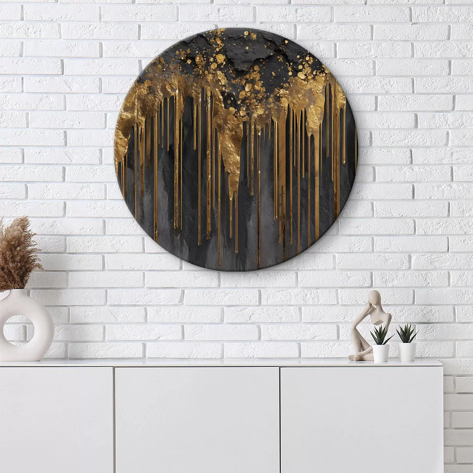 murales de pared Corrientes doradas abstractas sobre un fondo oscuro r45823