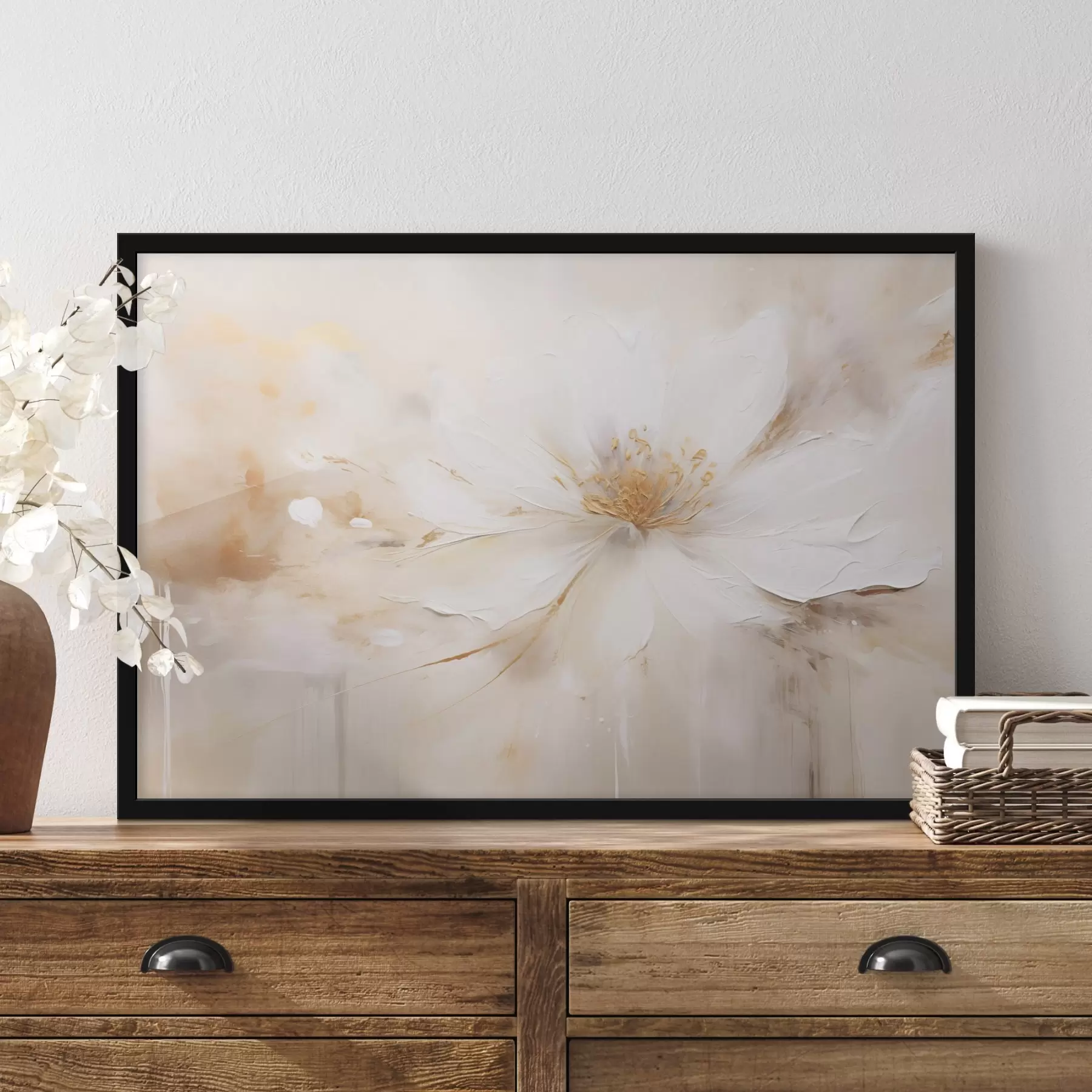 murales de pared Una flor clara con un centro amarillo anaranjado f45802