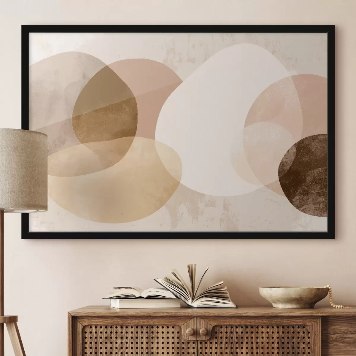 Poster Círculos abstractos translúcidos en una paleta de colores cálidos f45803