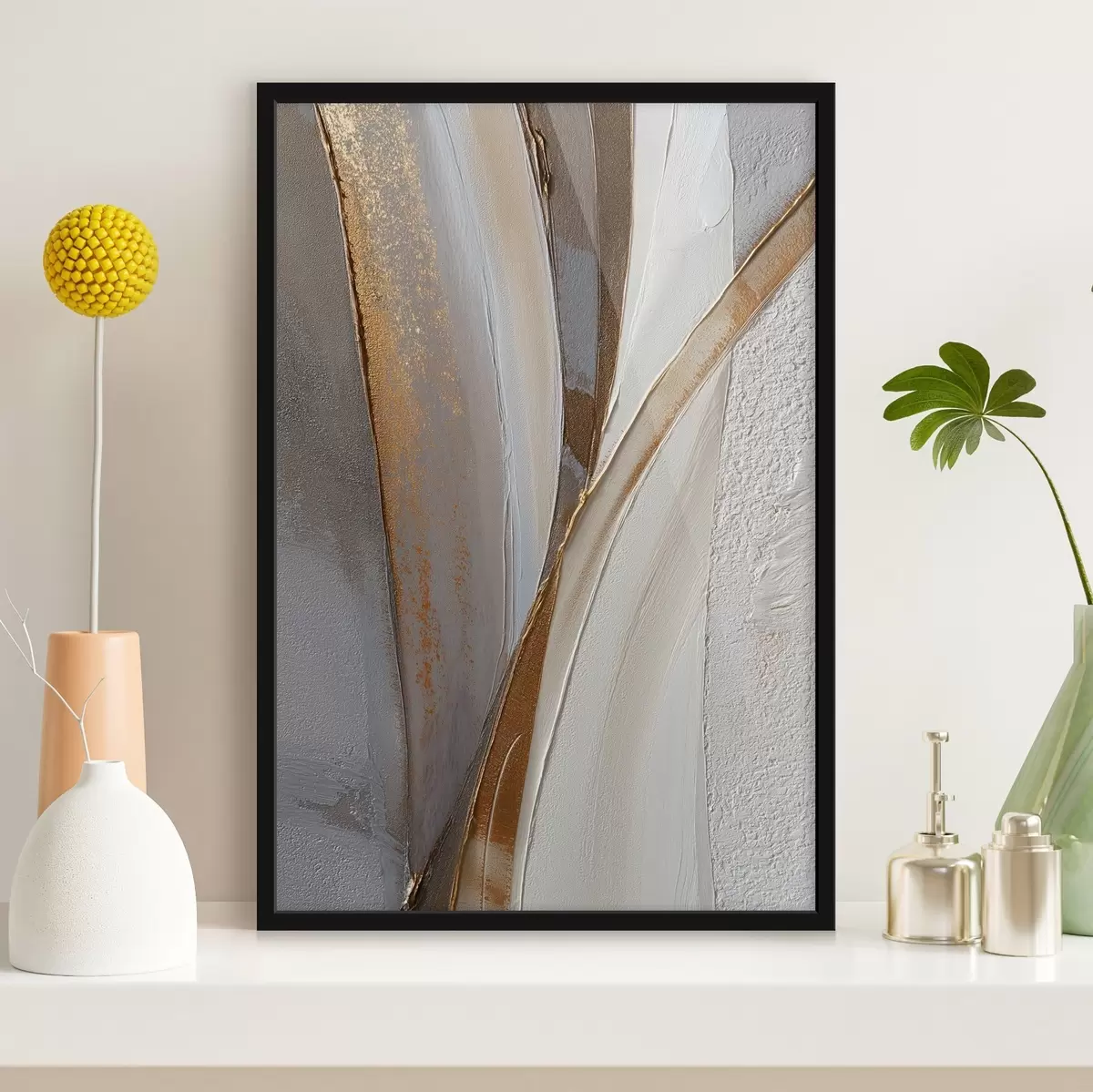 Poster Líneas abstractas texturizadas con destellos amarillos y naranjas f45810