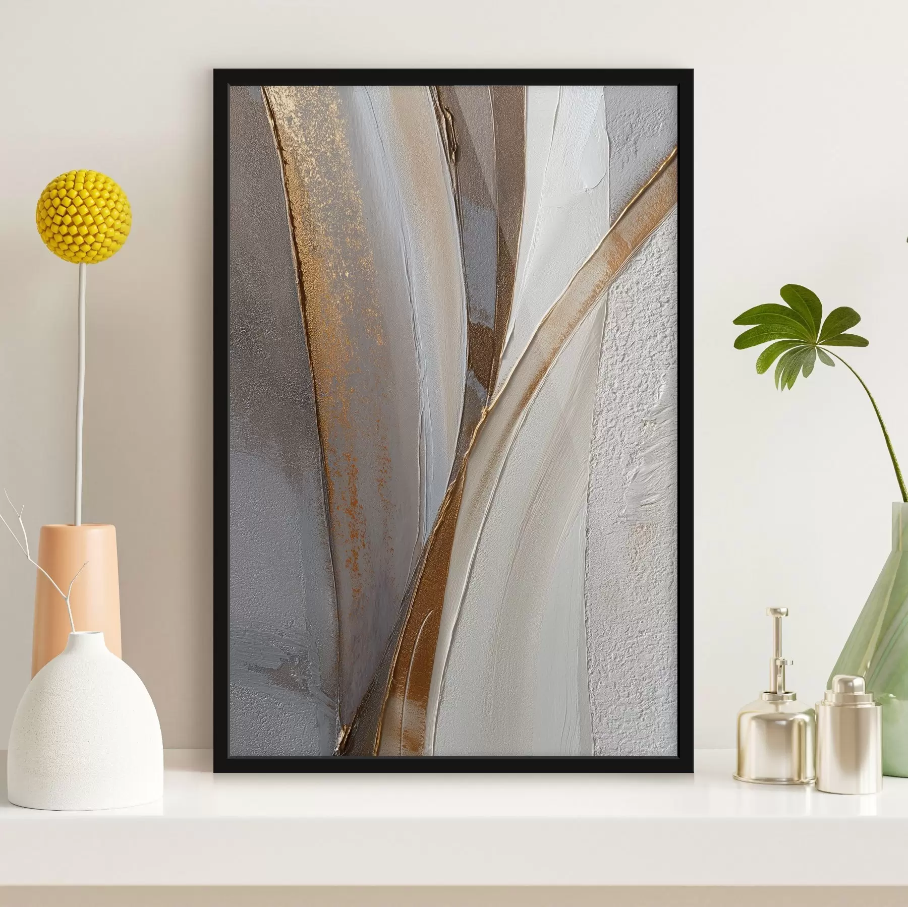 murales de pared Líneas abstractas texturizadas con destellos amarillos y naranjas f45810