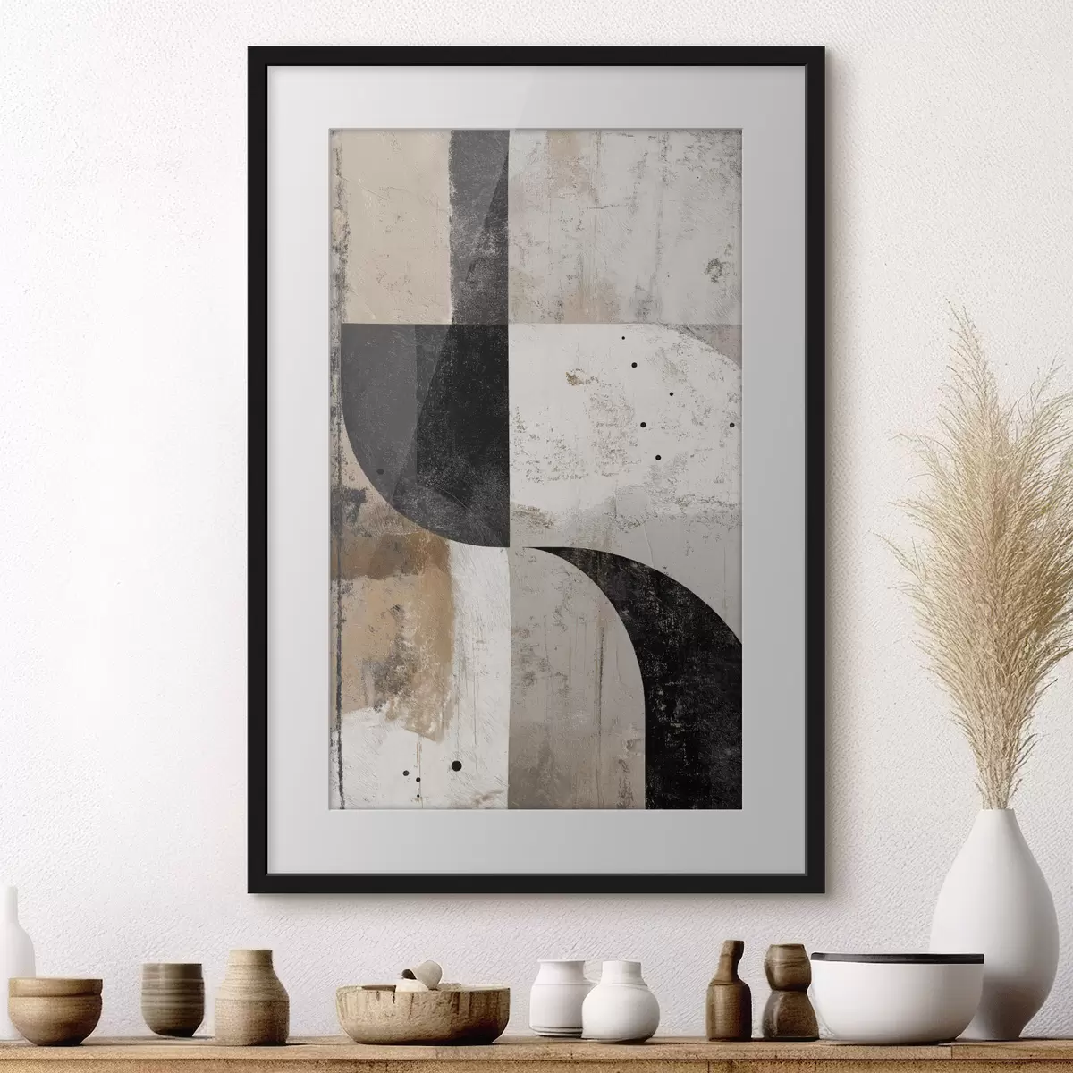 Poster Formas geométricas en tonos beige y negro f45811