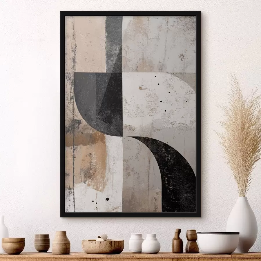 murales de pared Formas geométricas en tonos beige y negro f45811