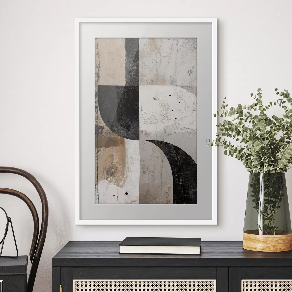 Poster Formas geométricas en tonos beige y negro f45811