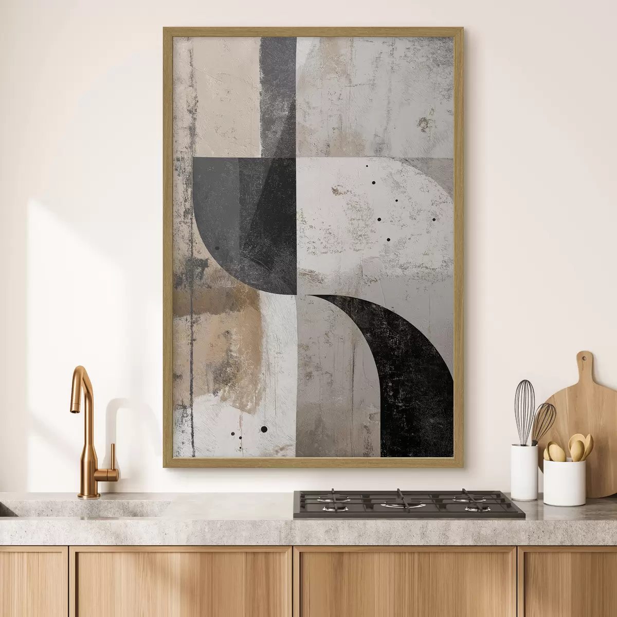 Poster Formas geométricas en tonos beige y negro f45811