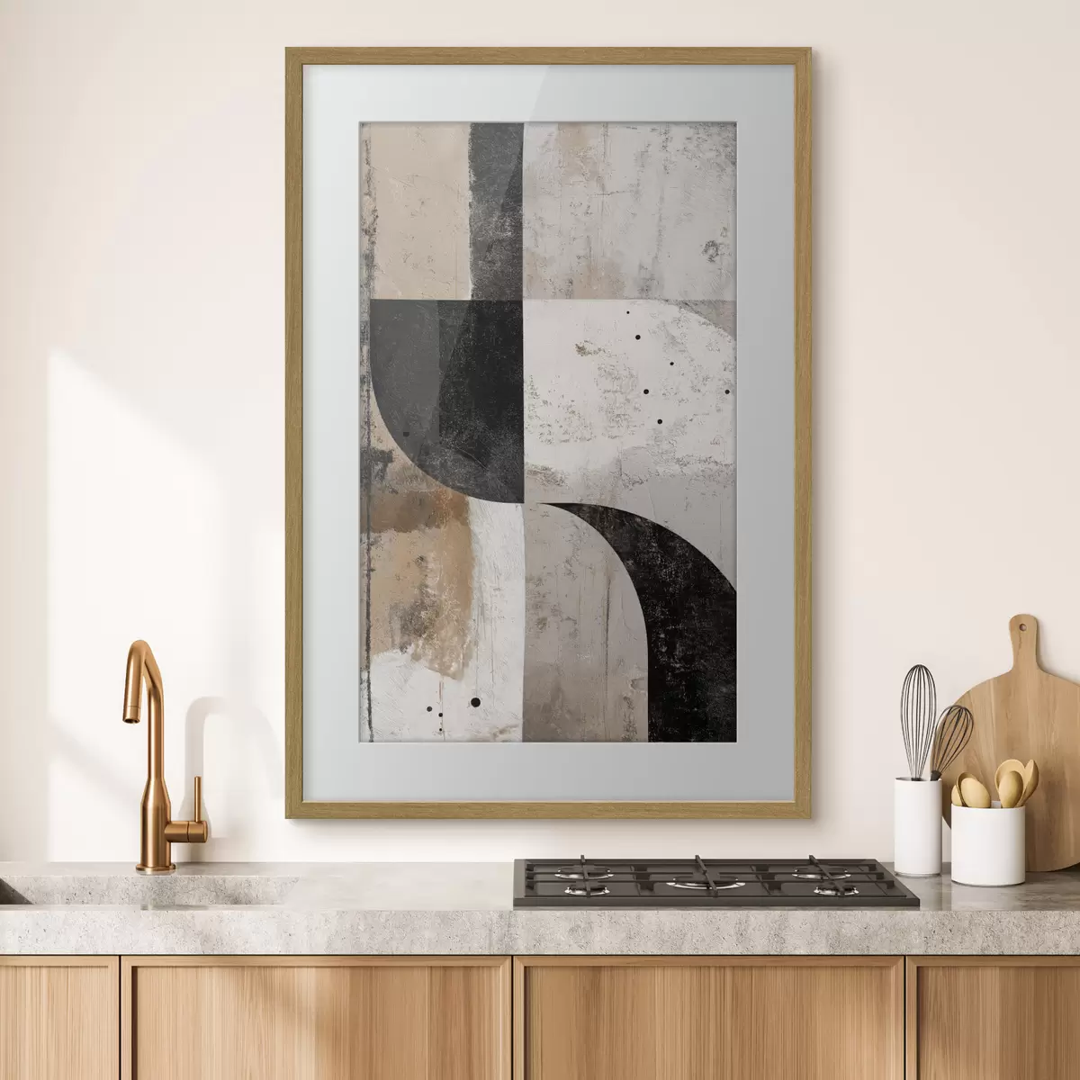 Poster Formas geométricas en tonos beige y negro f45811