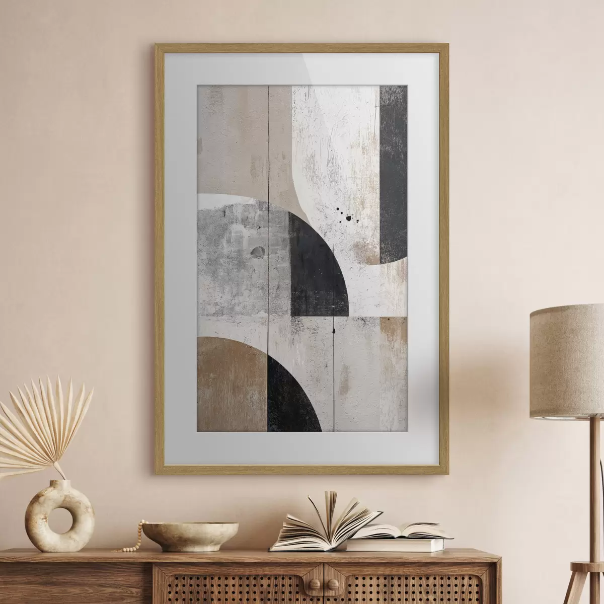Poster Formas geométricas en tonos grises y beiges f45812