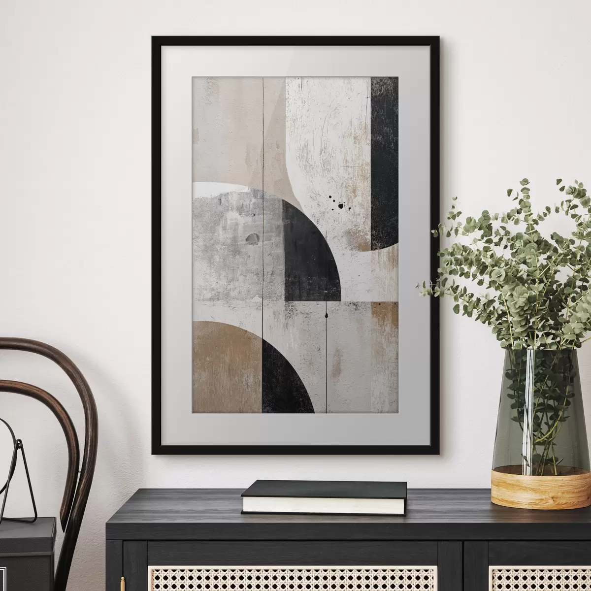 Poster Formas geométricas en tonos grises y beiges f45812