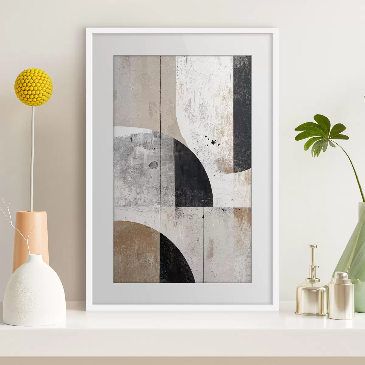 Poster Formas geométricas en tonos grises y beiges f45812