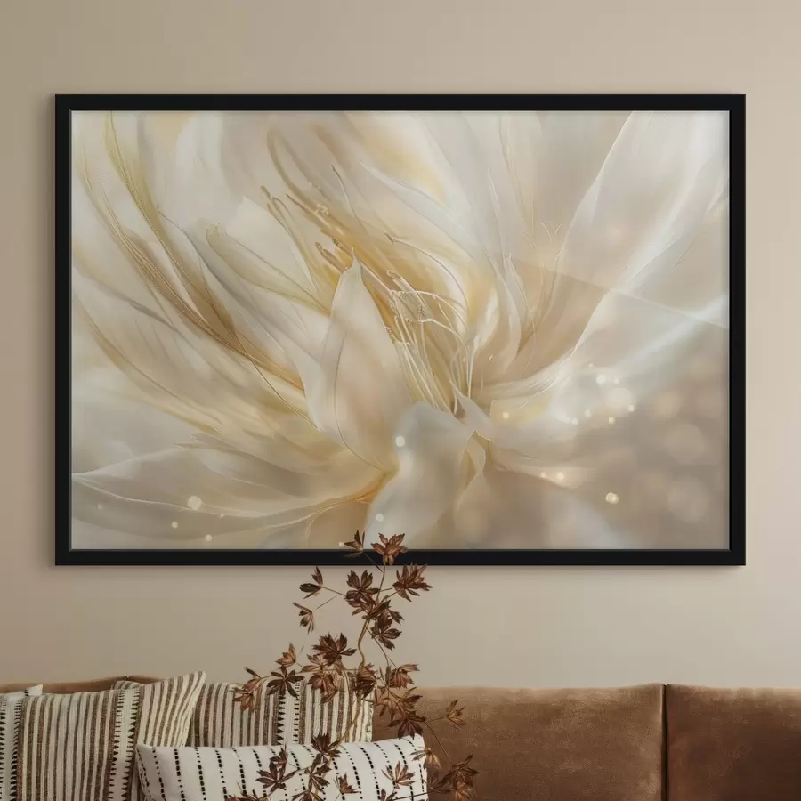 murales de pared Flor abstracta ligera con un resplandor amarillo anaranjado f45819