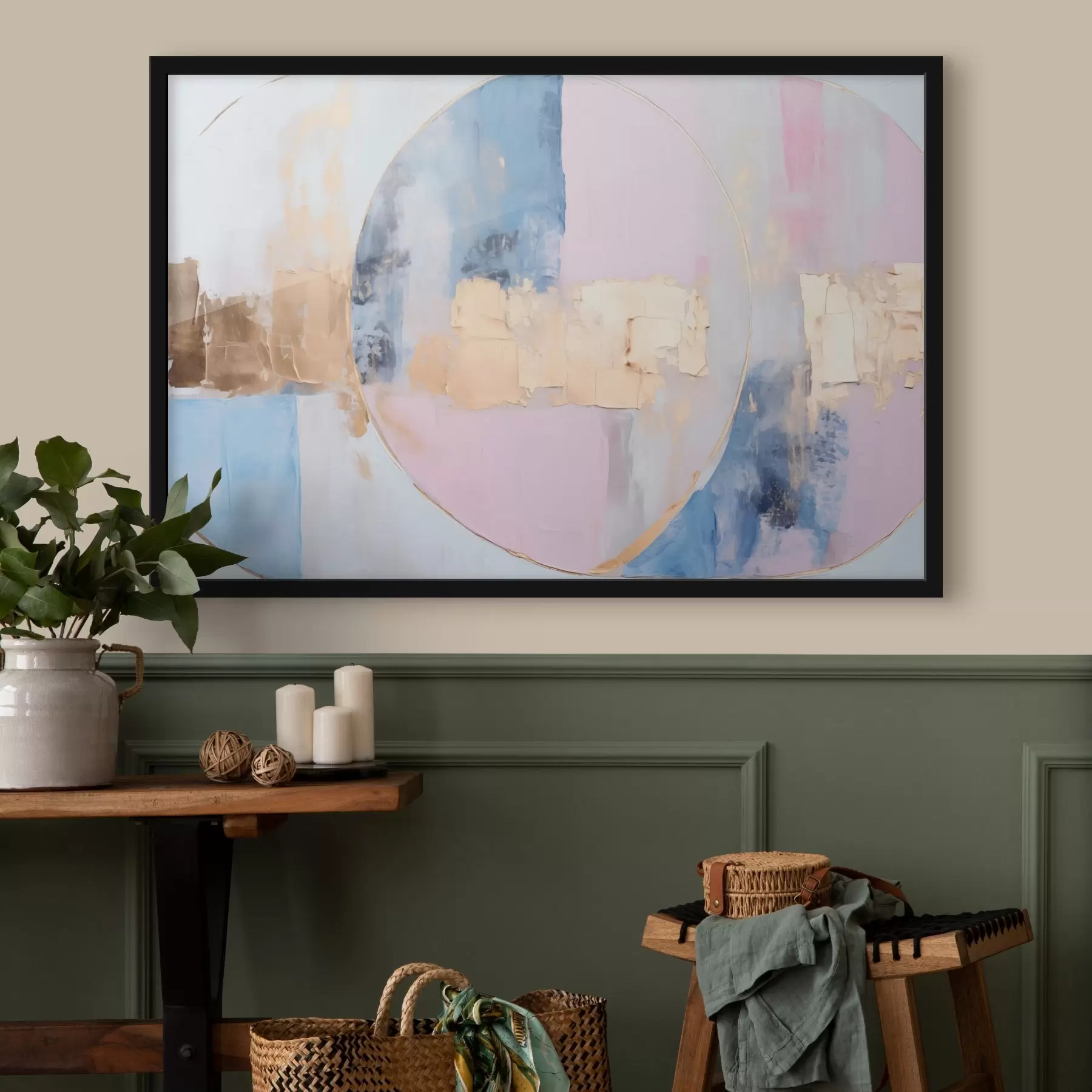 murales de pared Abstracción en círculos azul-rosa f45821