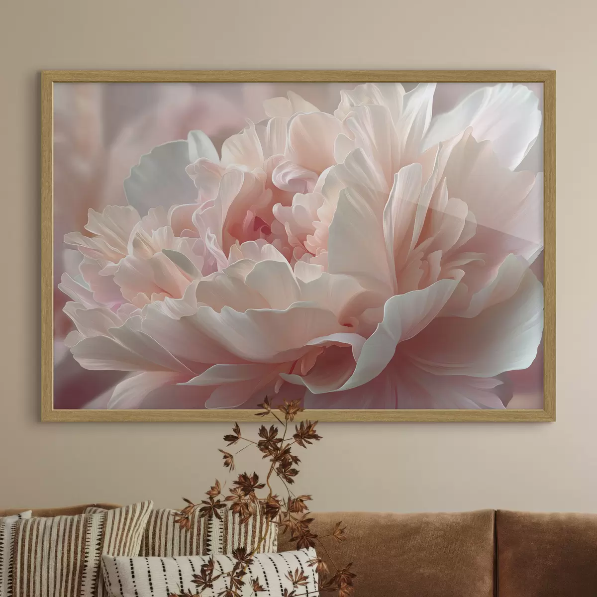 Poster Peonía en flor en tonos rosa y beige f45825
