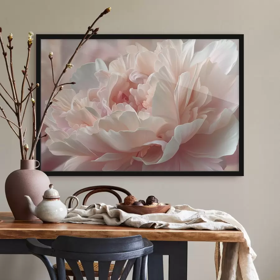 murales de pared Peonía en flor en tonos rosa y beige f45825