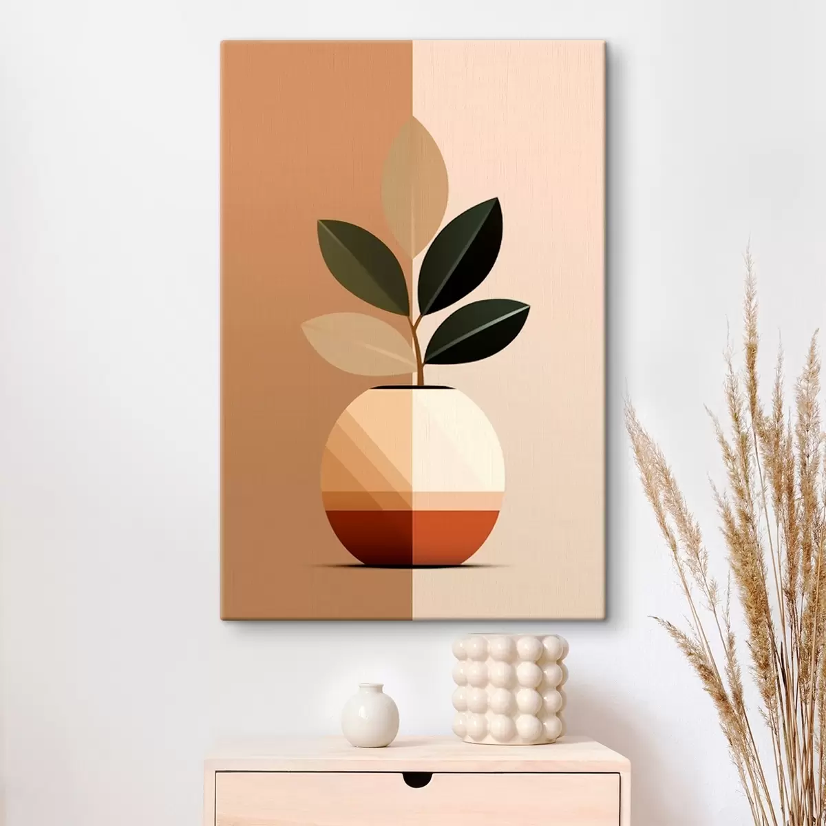 murales de pared Jarrón geométrico con hojas s45833