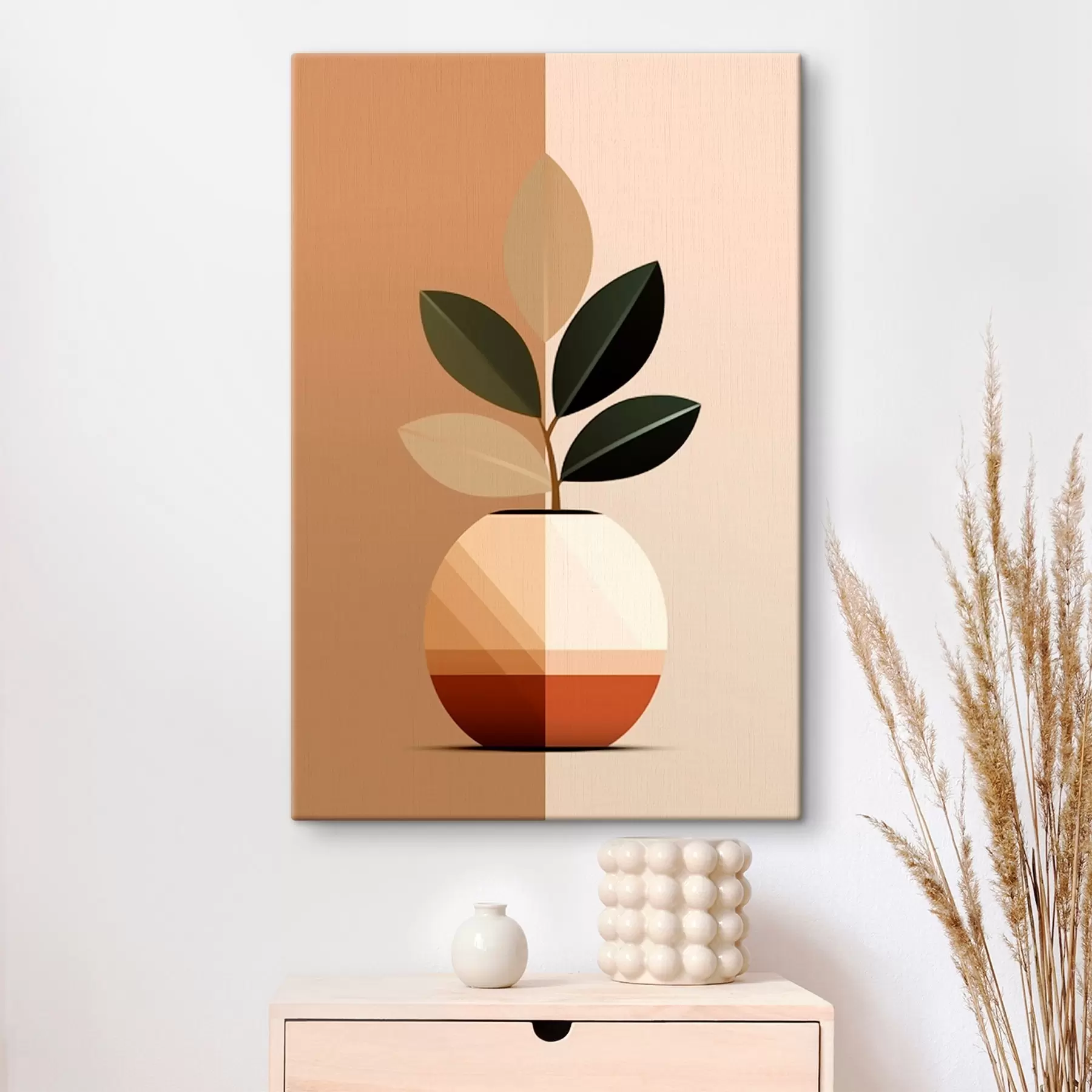 murales de pared Jarrón geométrico con hojas s45833