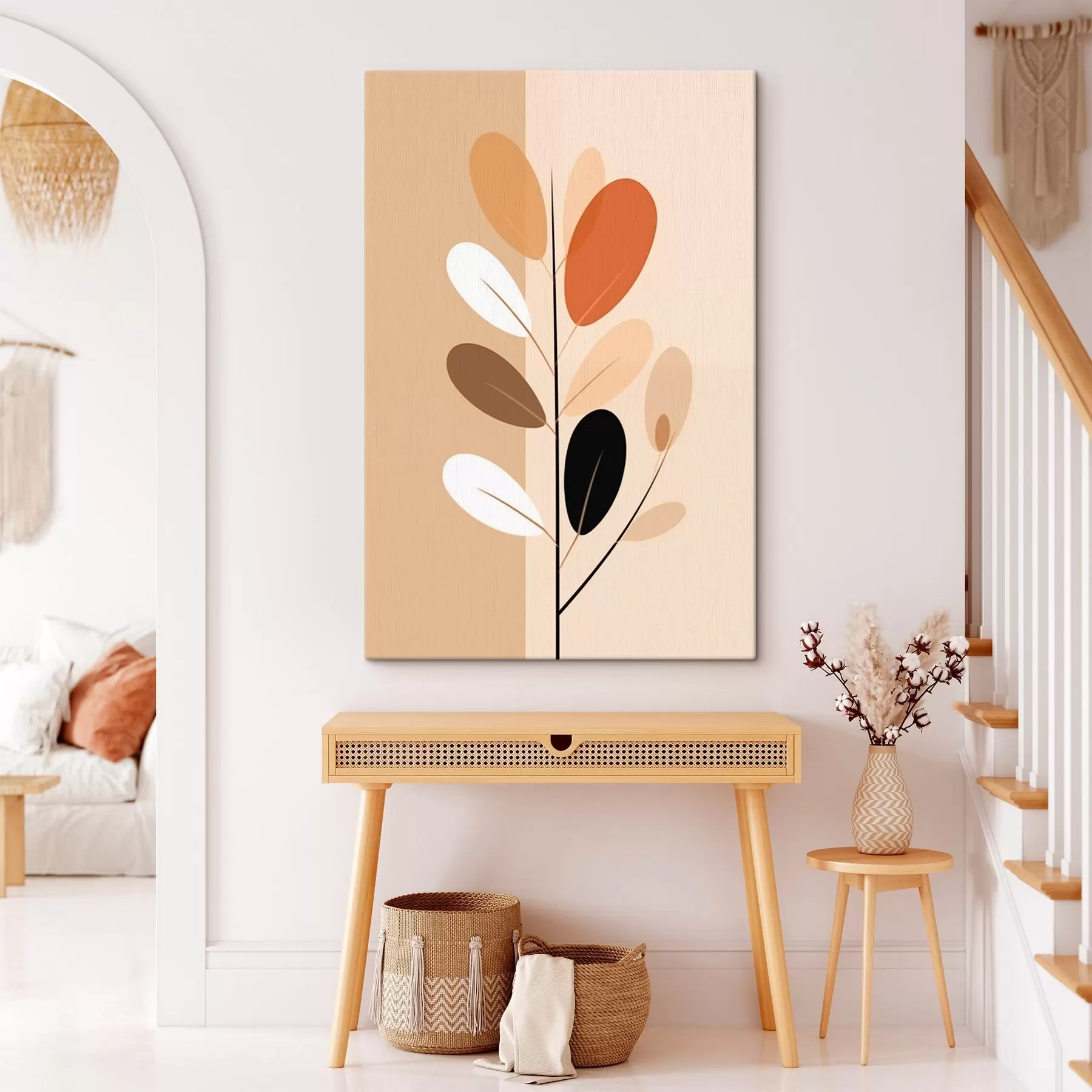 murales de pared Rama minimalista con hojas s45834