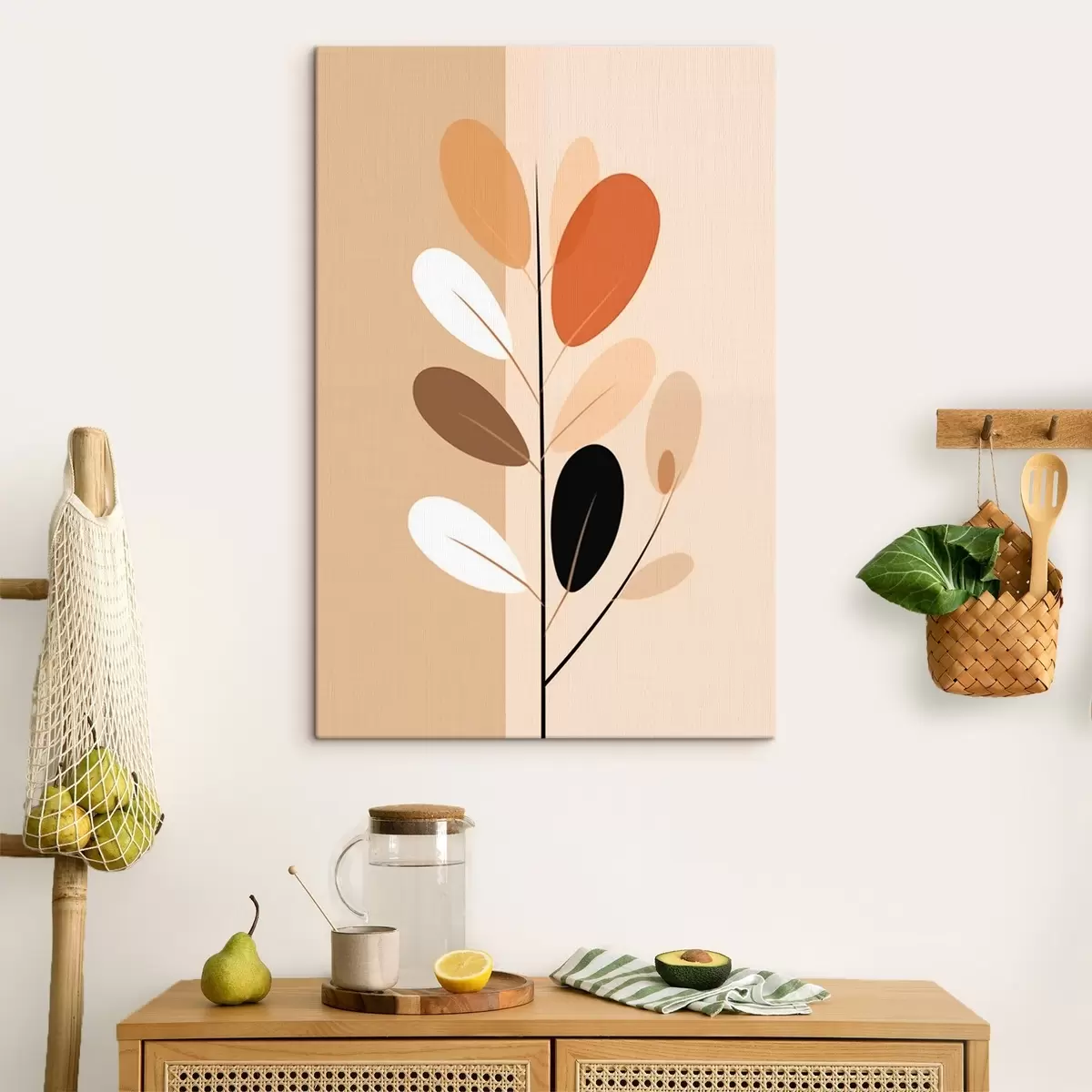 murales de pared Rama minimalista con hojas s45834