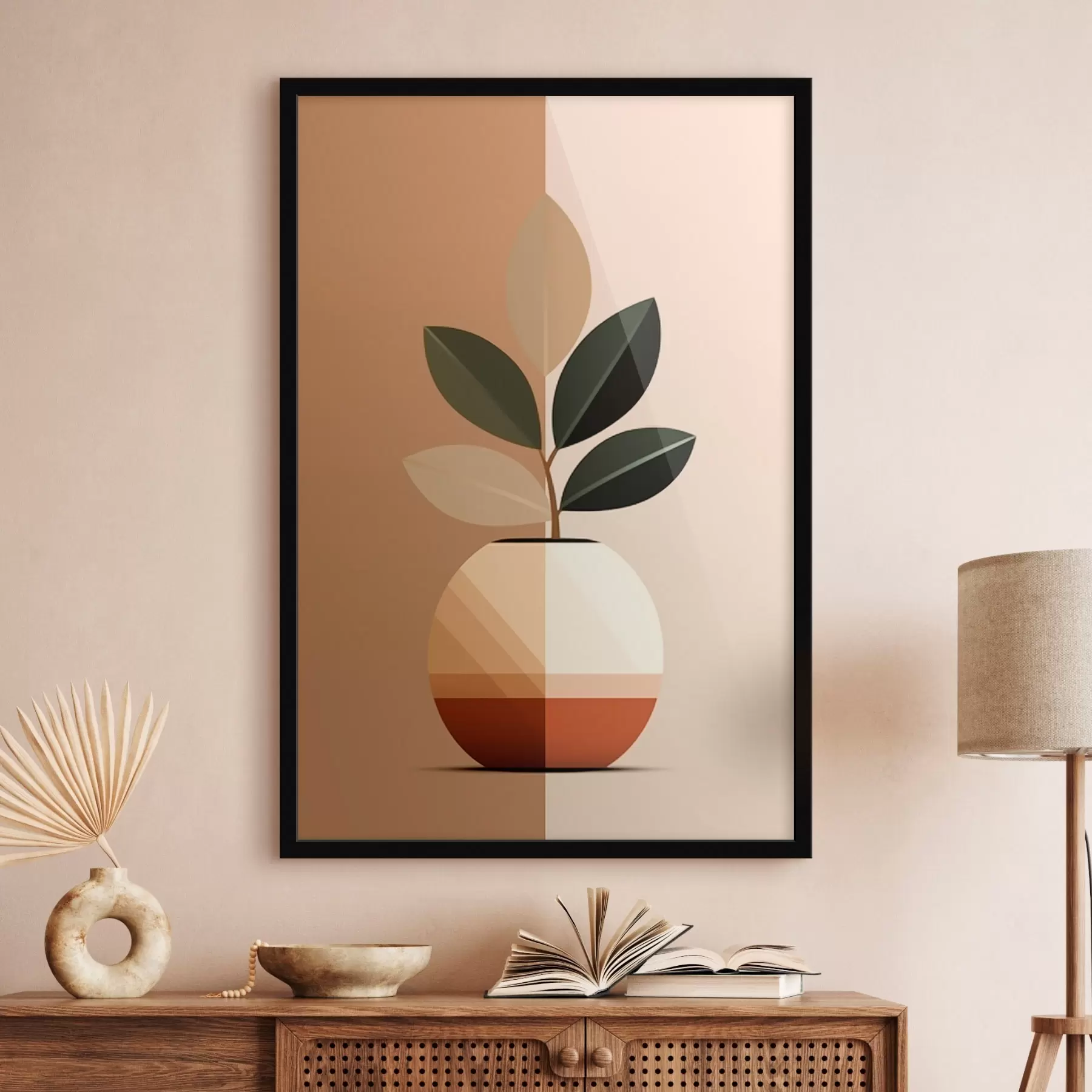 murales de pared Jarrón geométrico con hojas f45833