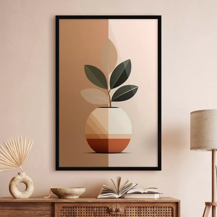 murales de pared Jarrón geométrico con hojas f45833