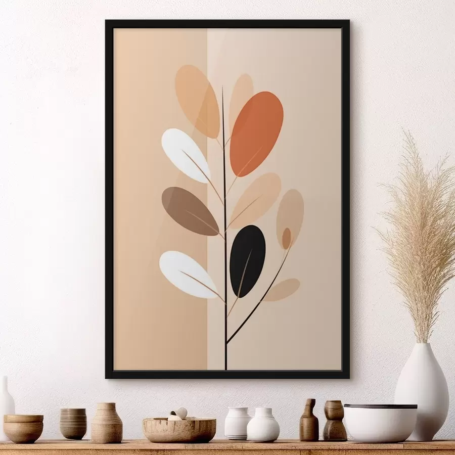 murales de pared Rama minimalista con hojas f45834