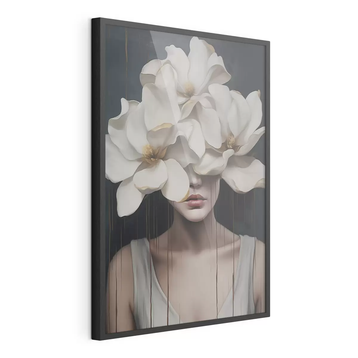 Poster Mujer con flores blancas en la cabeza f45843