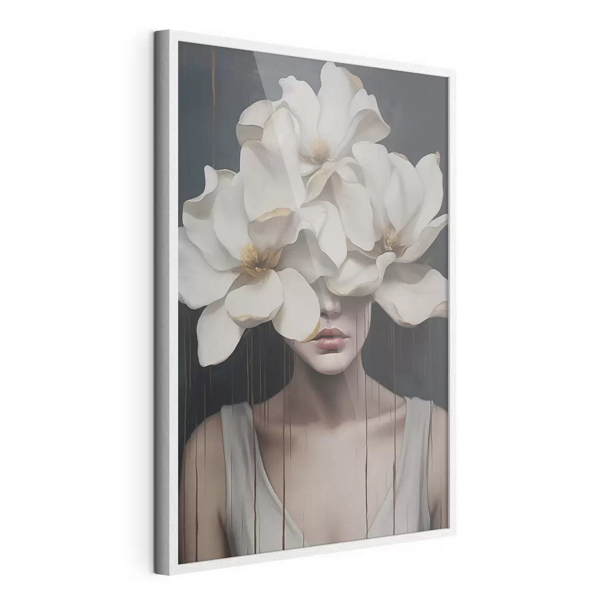 Poster Mujer con flores blancas en la cabeza f45843