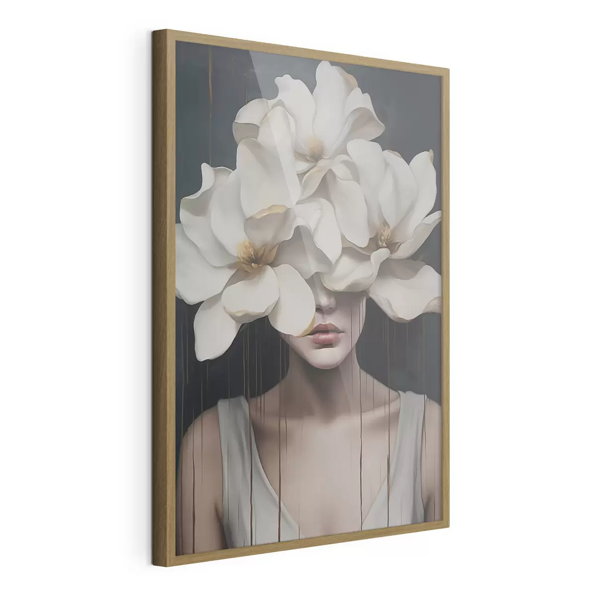 Poster Mujer con flores blancas en la cabeza f45843