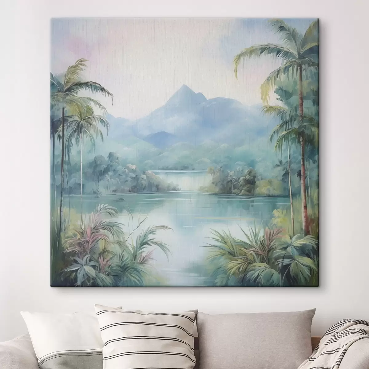 murales de pared Río en la selva frente a la montaña s45912
