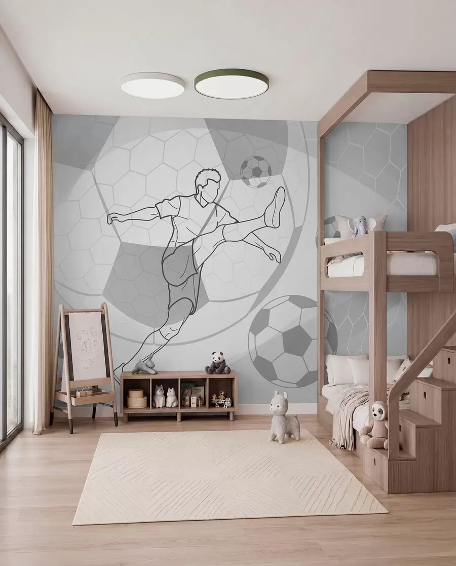murales de pared Jugador de fútbol y balones w04601v1