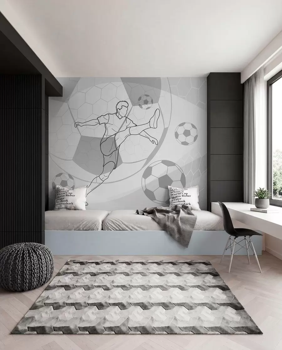 murales de pared Jugador de fútbol y balones w04601v1