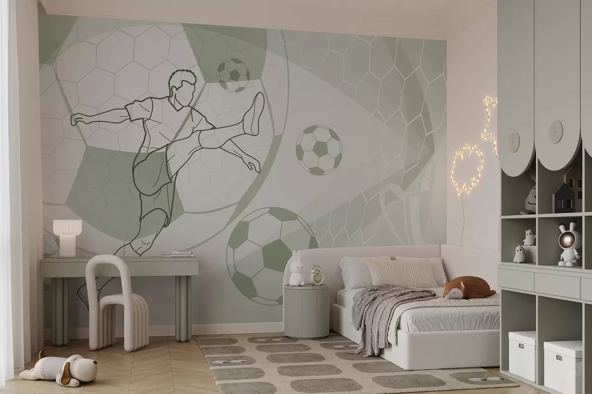 murales de pared Jugador de fútbol y balones w04601v2