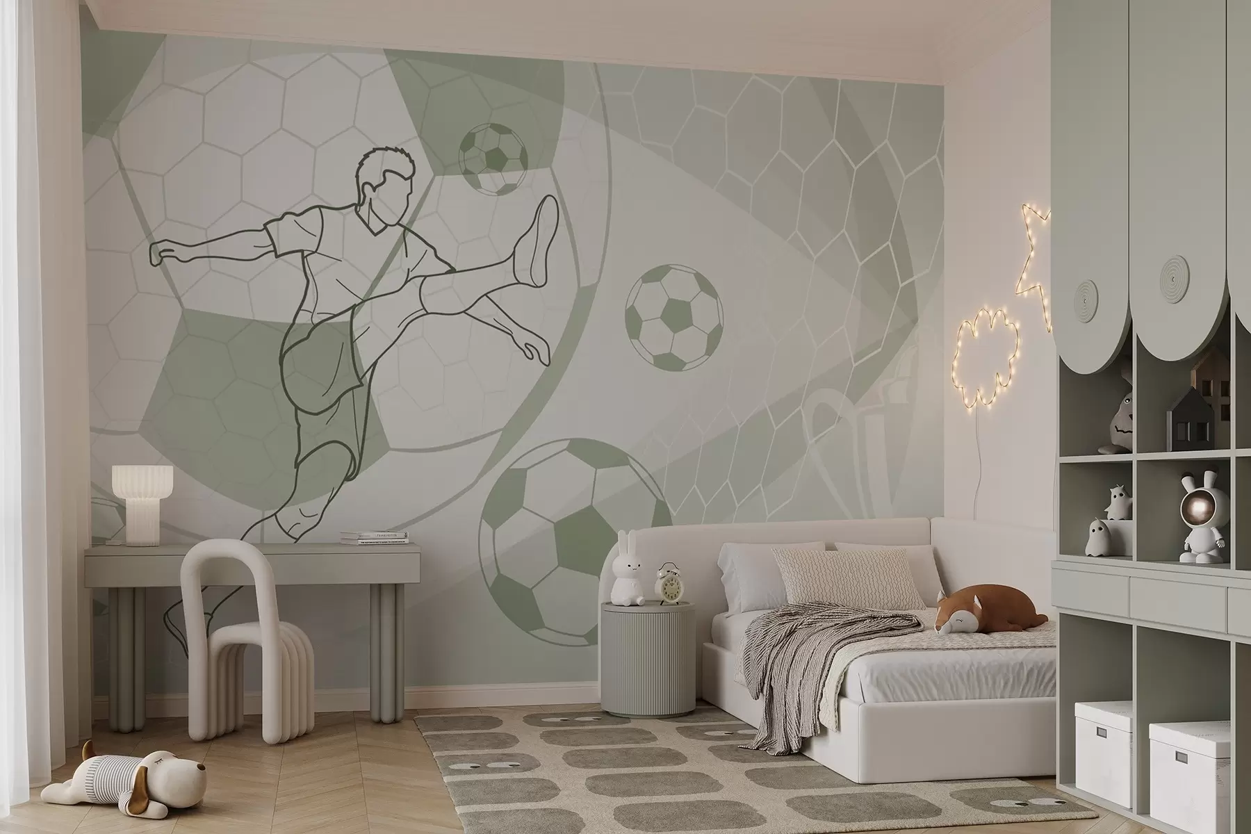 murales de pared Dibujo de fútbol verde w04601v2