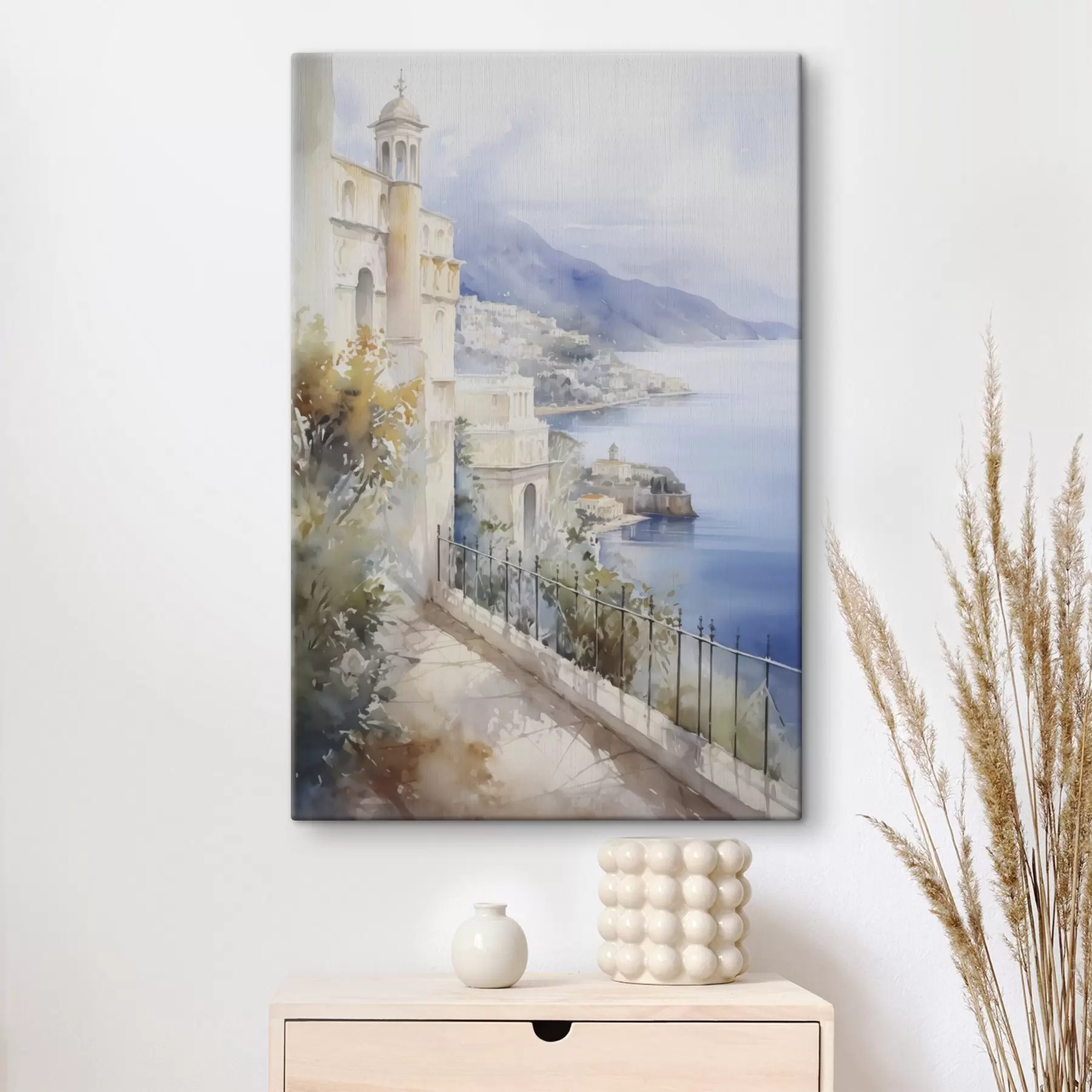 murales de pared Bahía cerca de la ciudad imitación de acuarela s45979