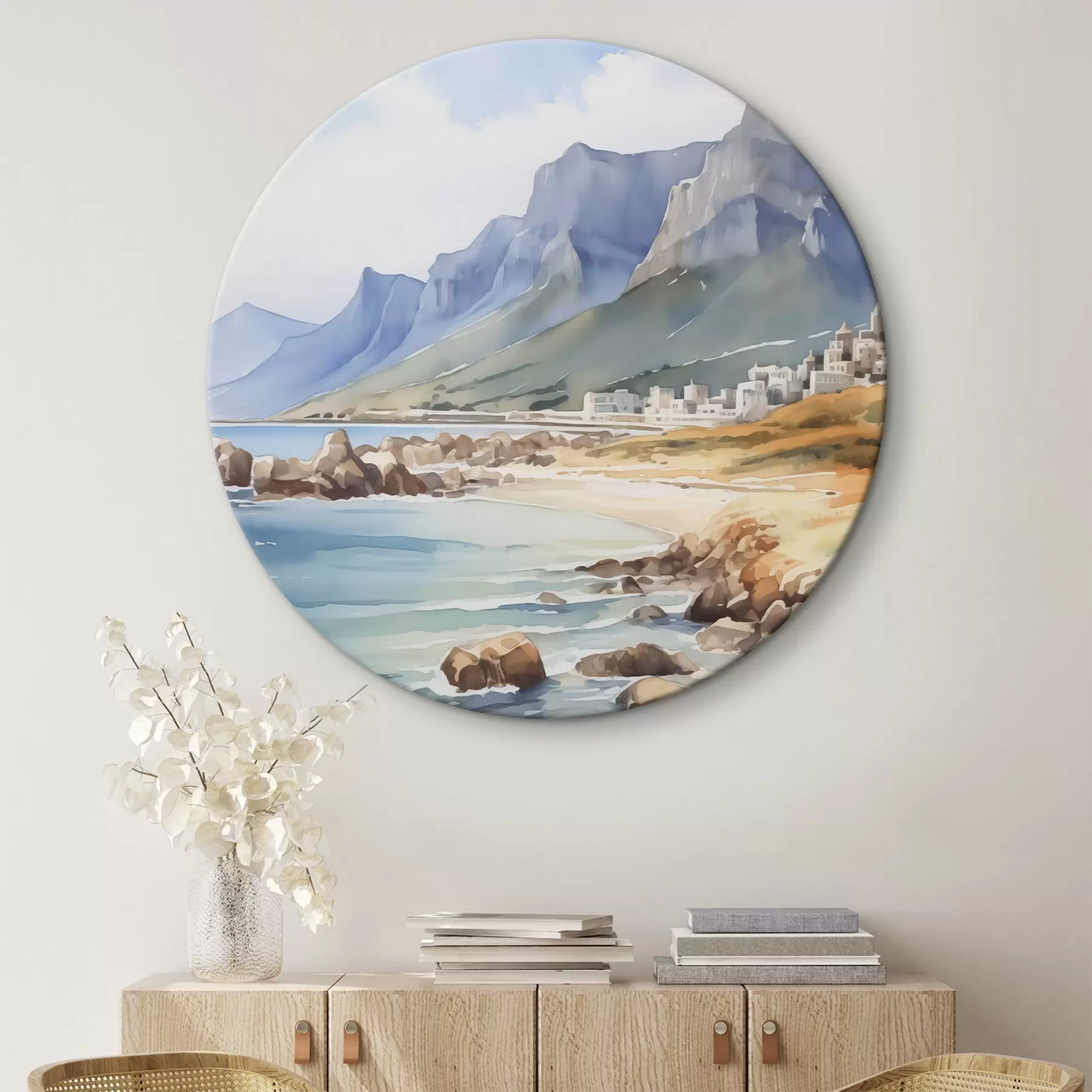 murales de pared Imitacione de acuarela de orilla del mar r45978