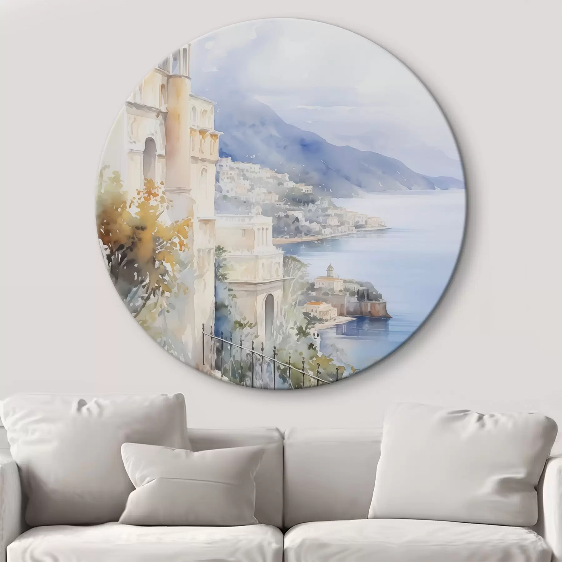 murales de pared Bahía cerca de la ciudad imitación de acuarela r45979