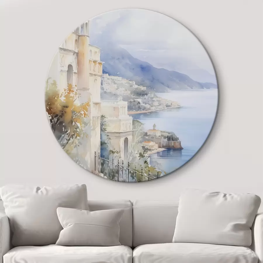 murales de pared Bahía cerca de la ciudad imitación de acuarela r45979