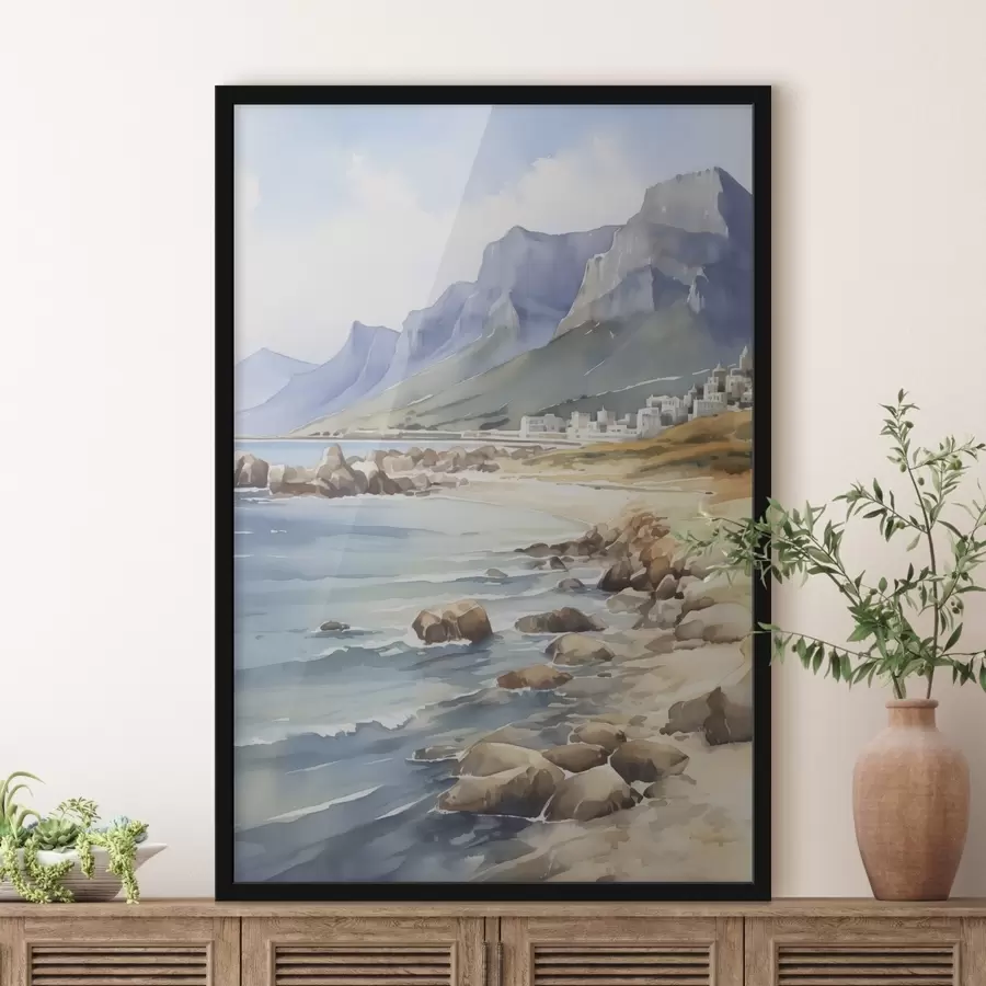 murales de pared Imitacione de acuarela de orilla del mar f45978