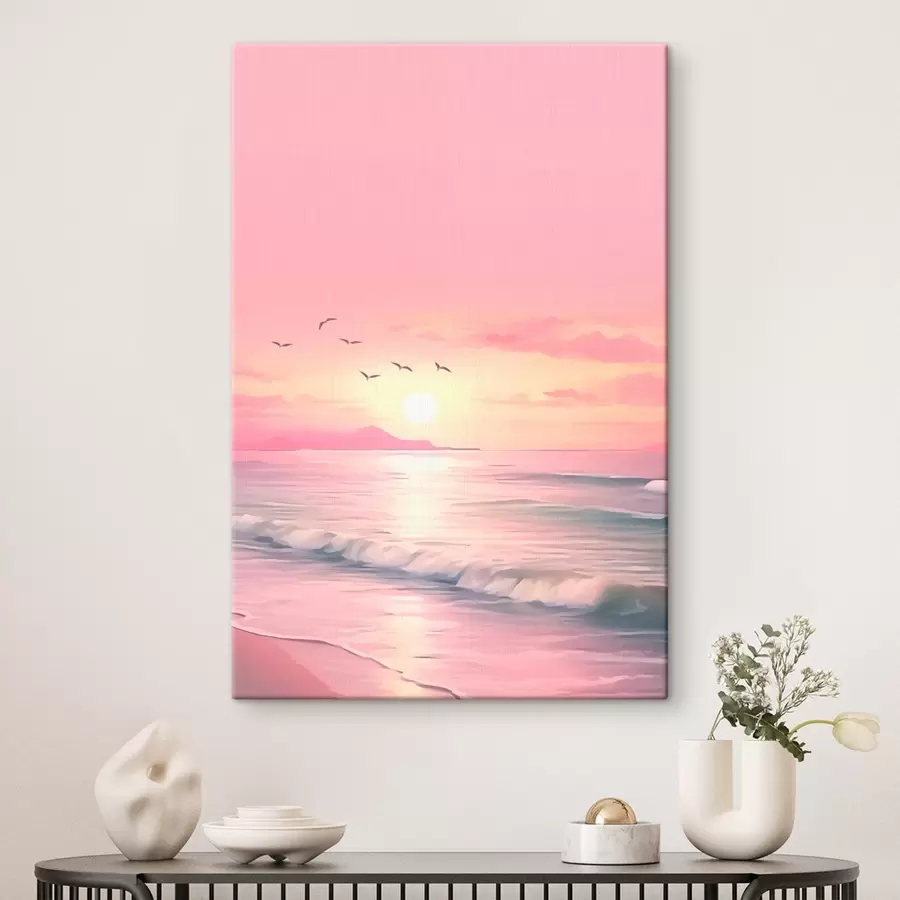 murales de pared Puesta de sol rosada sobre el mar s45955